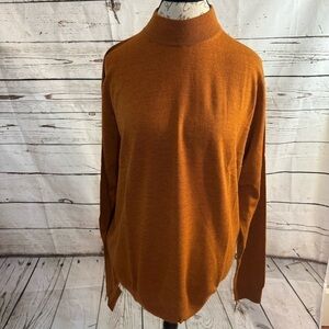Peter Millar 100% Merino Wool Mock Neck Sweater XL Copper